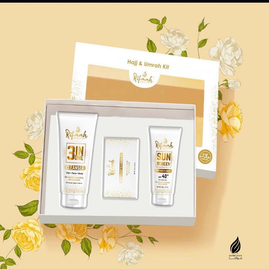 Hajj and Umrah Kit Skincare Set 3 in 1 Cleanser, Soap and Sunscreen No Fragrance
