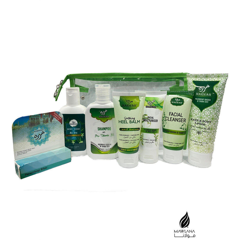 Set Skincare Marwah Kelengkapan Mandi Lelaki Perempuan Umrah Haji Tanpa Alkohol dan Tanpa Bahan Kimia