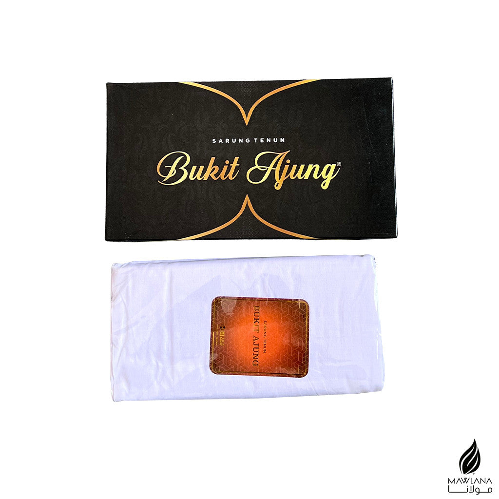 Sarung Bukit Ajung Putih | Kain Pelikat Tenun Premium Untuk Solat & Raya