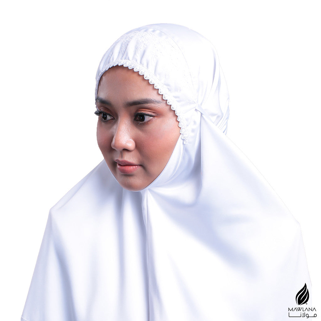 Telekung Mini Mawlana Satin Lace No Skirt Travel Haji Umrah