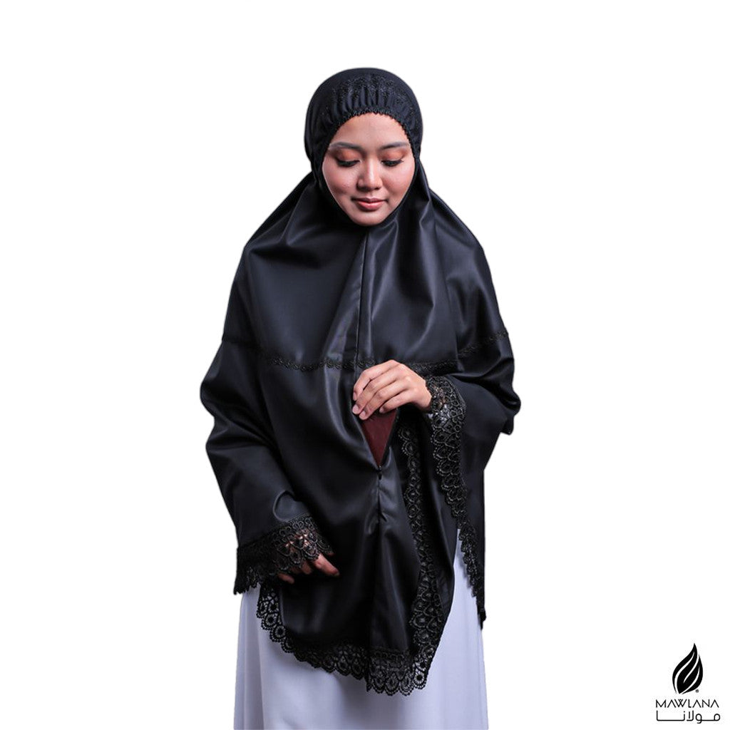 Telekung Mini Mawlana Satin Lace No Skirt Travel Haji Umrah