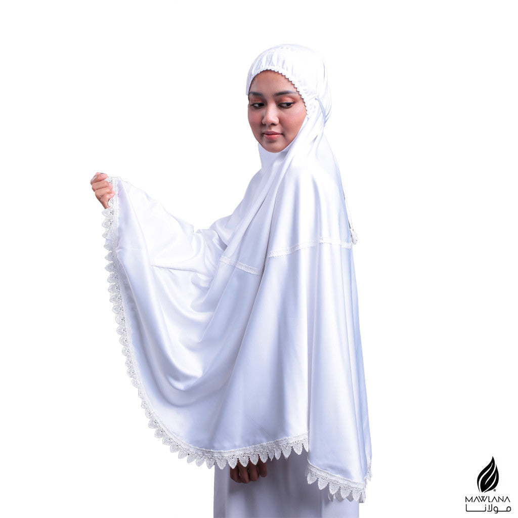 Telekung Mini Mawlana Satin Lace No Skirt Travel Haji Umrah