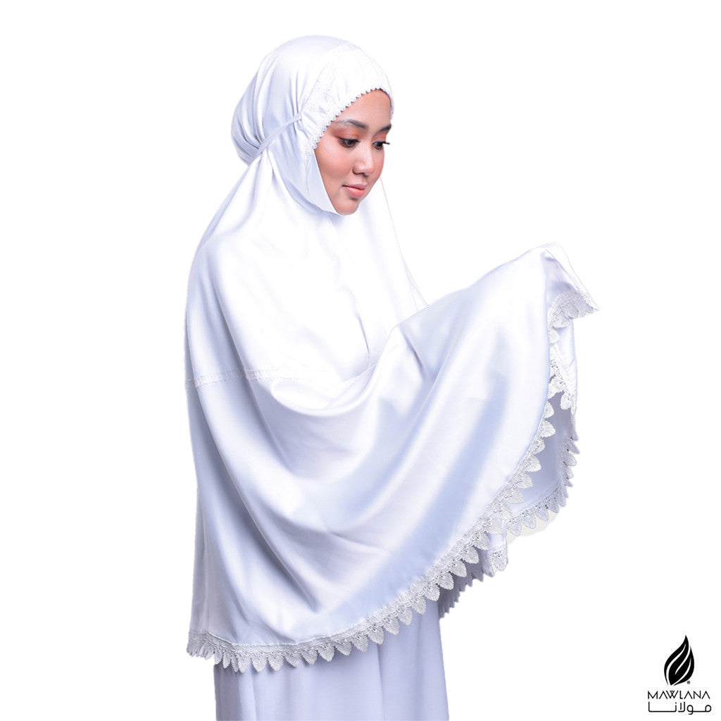 Telekung Mini Mawlana Satin Lace No Skirt Travel Haji Umrah