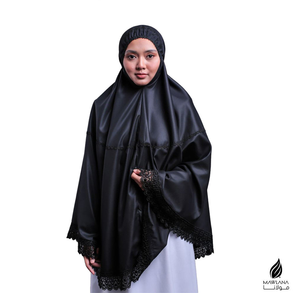Telekung Mini Mawlana Satin Lace No Skirt Travel Haji Umrah