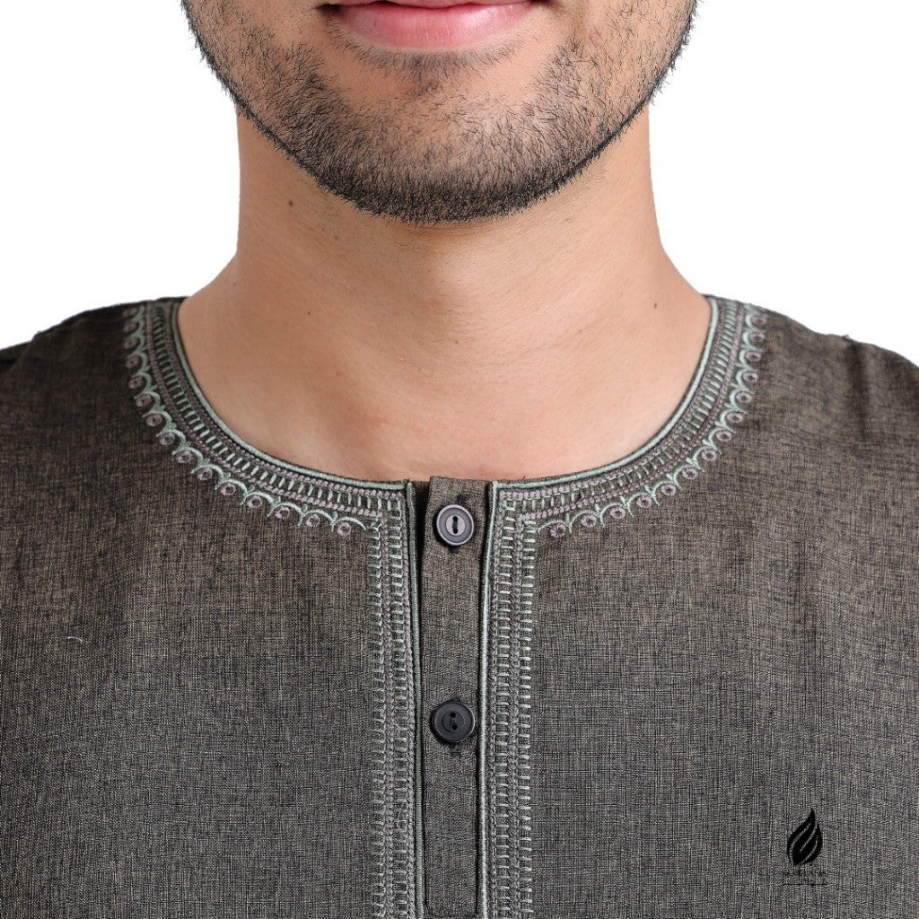 Jubah Lelaki Dewasa Morocco Lengan Panjang U-neck