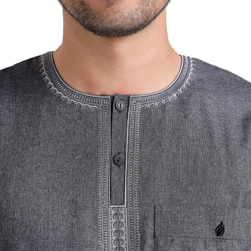 Jubah Lelaki Dewasa Morocco Lengan Panjang U-neck
