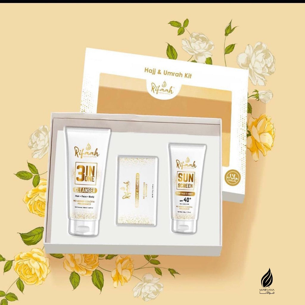 Hajj and Umrah Kit Skincare Set 3 in 1 Cleanser, Soap and Sunscreen No Fragrance