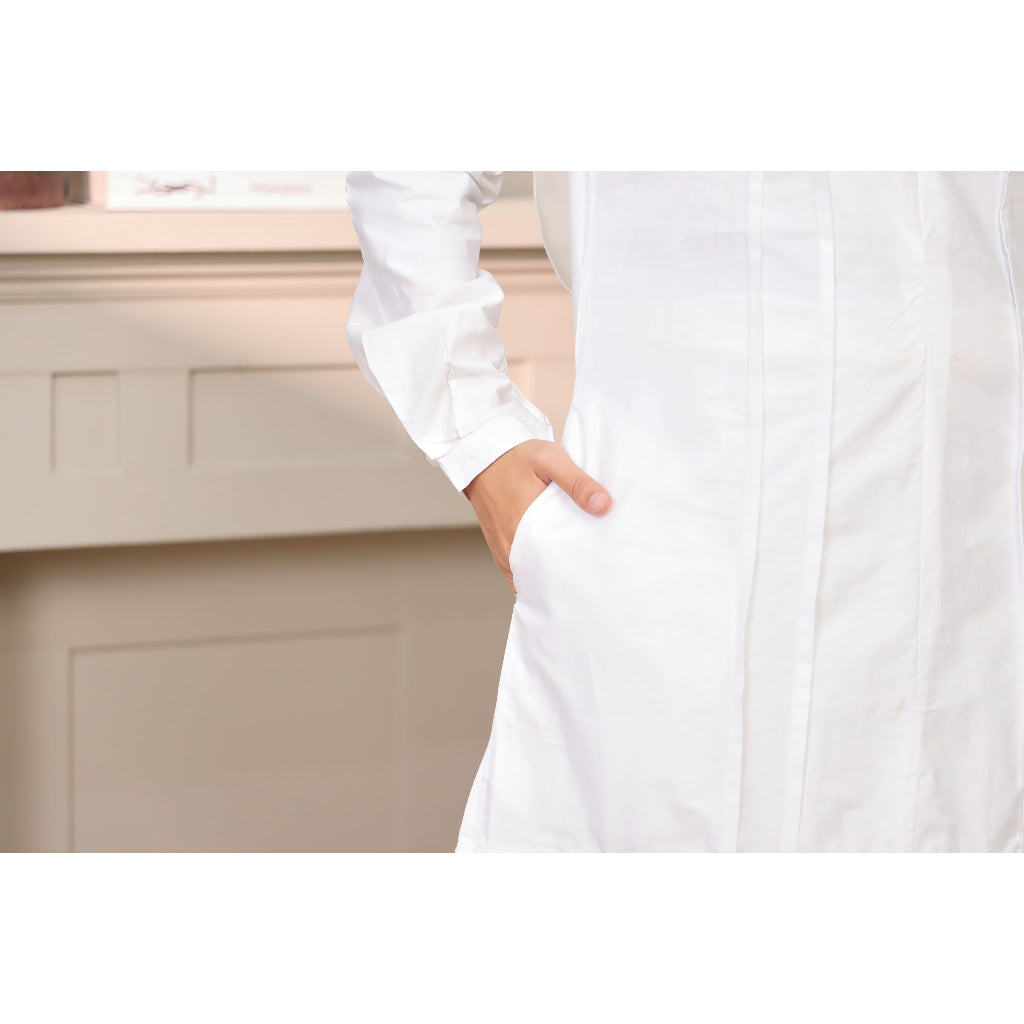 Abaya Premium Pleated Calf White Mawlana