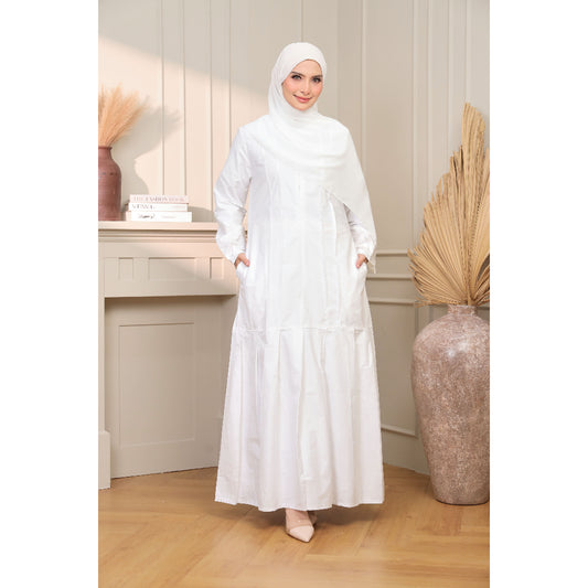 Abaya Premium Pleated Calf White Mawlana