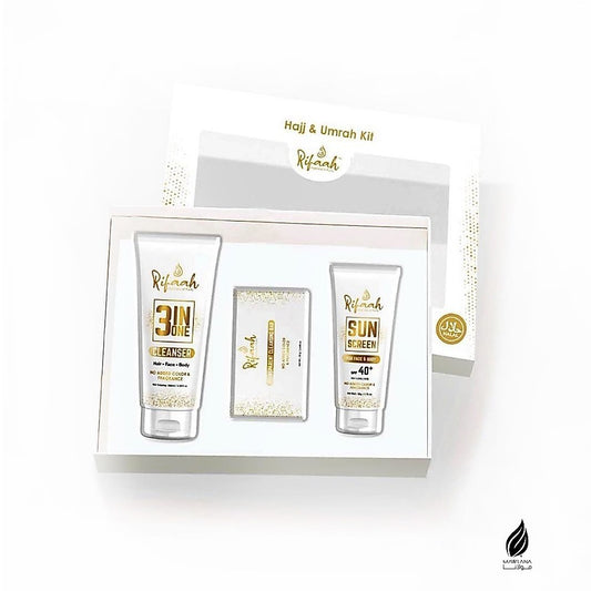 Hajj and Umrah Kit Skincare Set 3 in 1 Cleanser, Soap and Sunscreen No Fragrance